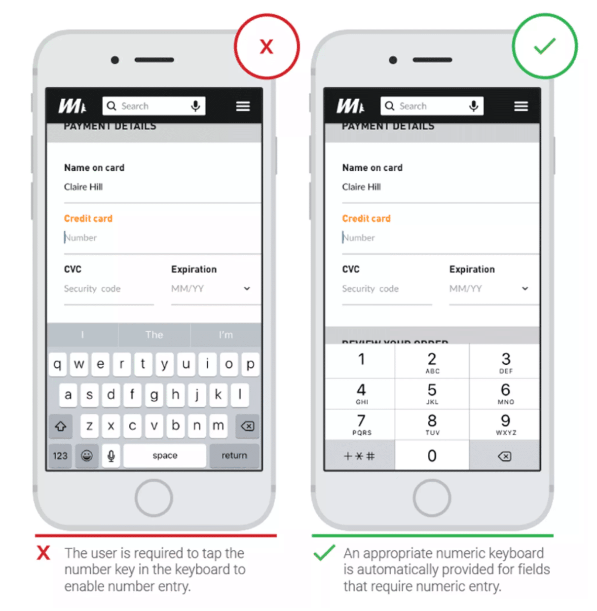 Customize keyboard for query type to to increase user retention with mobile app onboarding